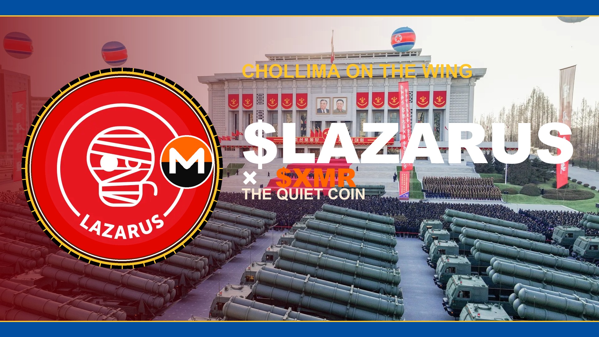 Parade banner reading $LAZARUS paired with $XMR